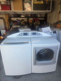 GE Profile smart washer and dryer.