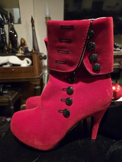 New RED suede Ankle Boots