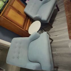 Two Chairs & Marble Table 