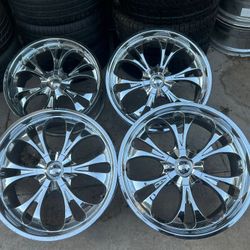 RIMS 24X9½....5 LUGS FIT JEEP CHEROKEE JEEP COMANDER CHEVY SILVERADO YUKON TAHOE SUBURBAN CHEVY IMPALA 5X5 CHEVROLET 