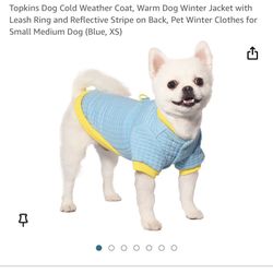Topkins  Dog Cold Weather Coat, Warm Dog Winter Jacket with Leash Ring and Reflective Stripe on Back, Pet Winter Clothes for Small Medium Dog (Blue, X