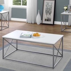 Coffee Table/ 2 End Tables White And Grey