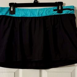 Gerry Swimwear Bathing Suit Skirt Cover Zipper Pocket Blue Dark Grey Size Large