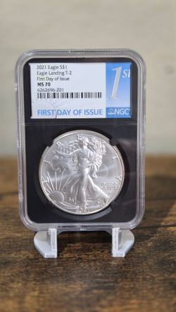2021 Type 2 American Silver Eagle $1 NGC MS70 First Day of Issue Eagle Landing