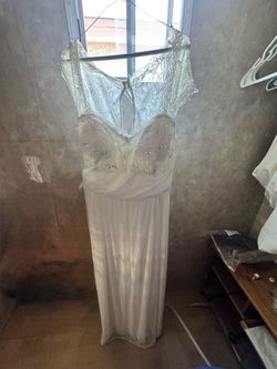 White Lace Sequin Formal Maxi Dress 3X