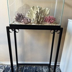 Fish Tank Terrarium With Stand and Natural Corals, Shells