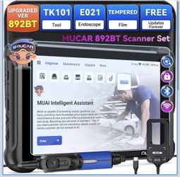 New-MUCAR Car Diagnostic Tool Combos Professional, 892BT AI-Assisted OBD2 Scanner + TK101 Tool+E021 USB Endoscope+Tempered Glass Screen Protector, 4PC