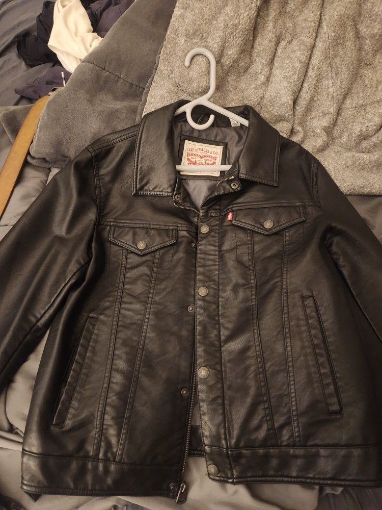 Levis Leather Jacket Size S