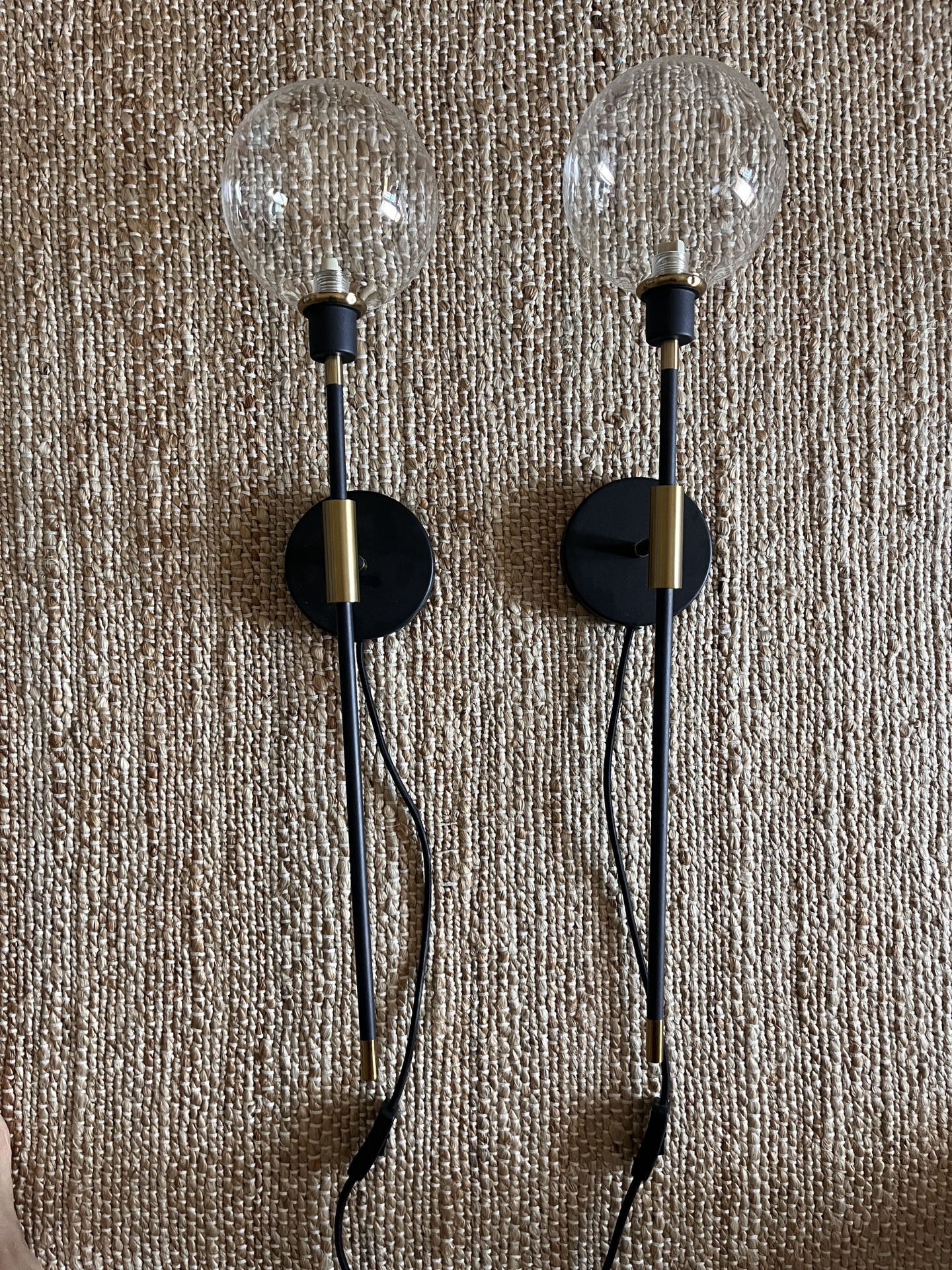 Modern Gold & Black Wall Sconces – Set of 2
