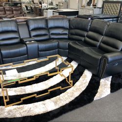 Black Leather Sofa Sectional 