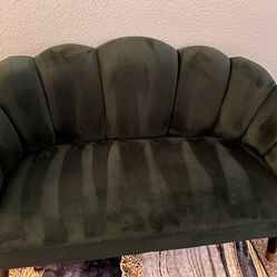 green suede couch