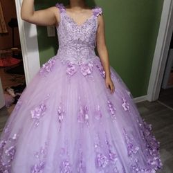 Quinceaner Dress Size 8 With Bear And Flower Bouquet And Card Box And Two Crowns 