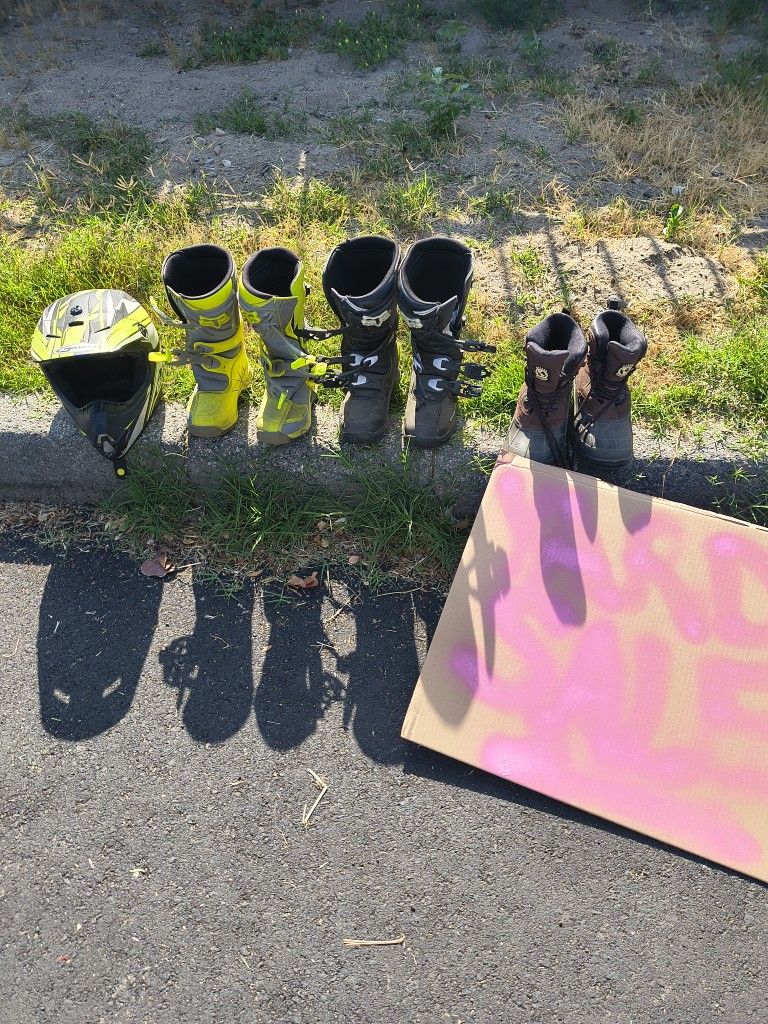 Riding Boots And Helmet