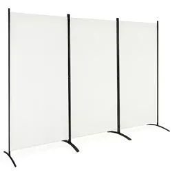 6ft White 3-Panel Folding Room Divider Privacy Screen 102"W x 70"H