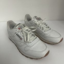 Men's Reebok Classic Leather Sneaker White/Rubber Gum  size 10.5