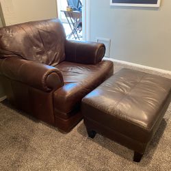 Leather Chair And Ottoman