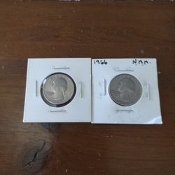 2- 1966 Quarters No Mint Mark