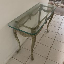 Glass With Metal Framing End Table Enter Table