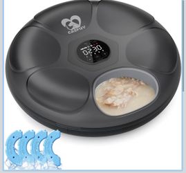 Casfuy Automatic Cat Feeder Cordless - Automatic Cat Food Dispenser for Wet Moist Food with 4 Ice Packs Rechargeable Auto Feeder for Cats Small Dogs w