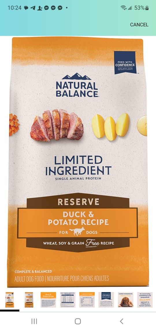 BRAND NEW..Natural Balance Limited Ingredient Adult Grain-Free Dry