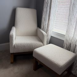 Cream Rocking Chair With Stool
