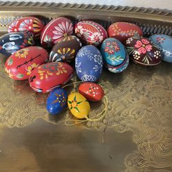 12PC.+3 Small Vintage Polish Wooden “Písanku” Hand Paint