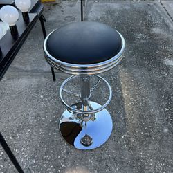 Adjustable Height Chrome Swivel Cushioned Bar Stool 