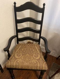 High Back Hard Wood Armed Chair. Very Nice And Sturdy