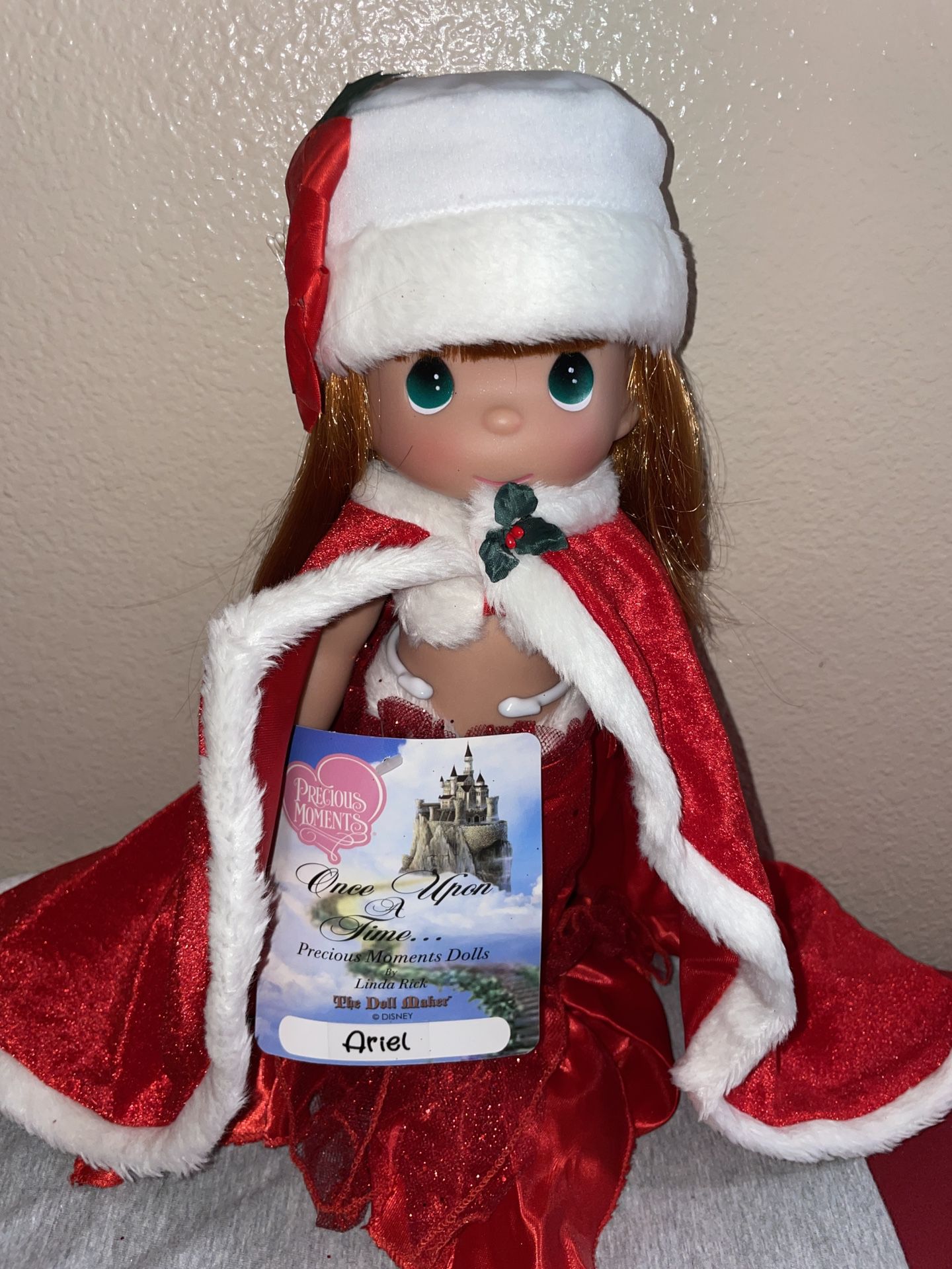 SIGNED Linda Rick~Precious Moments 12” Vinyl Christmas Doll~ ARIEL Disney