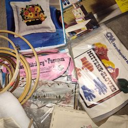 Vintage needle point sewing items