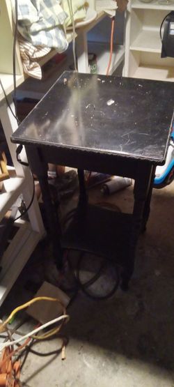 Black Wood Side Table with Lower Shelf