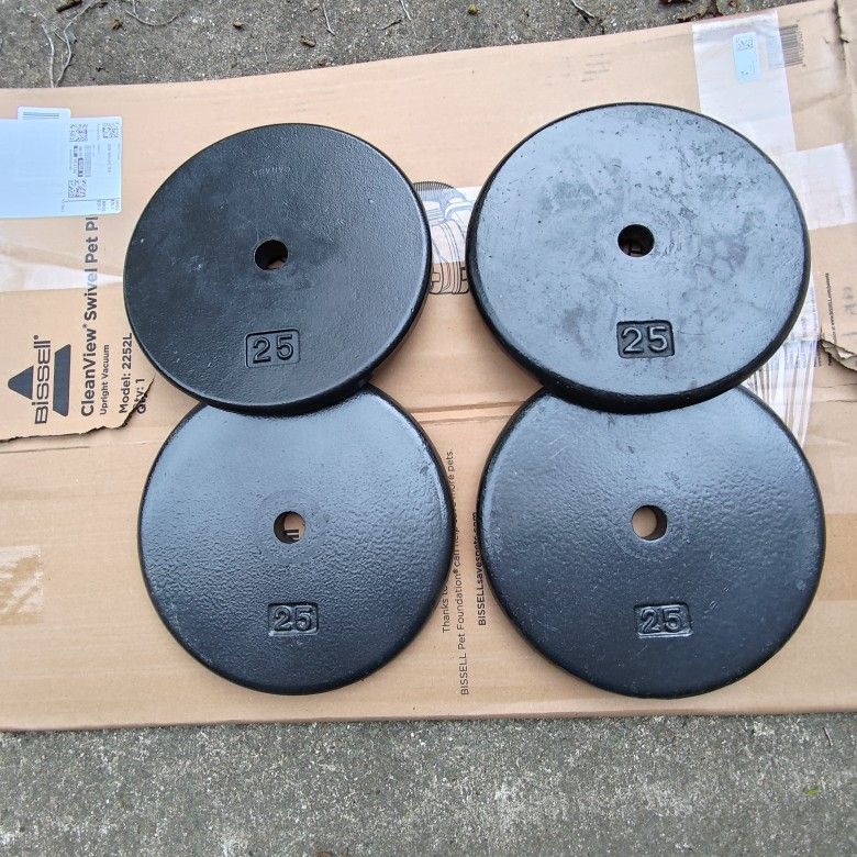Good Condition 25lb Standard 1inch Pancake Style Weight Plates--