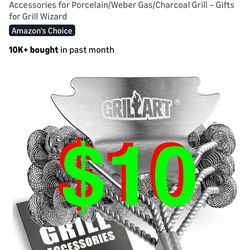 Grill Brush and Scraper Bristle Free – Safe BBQ Brush for Grill – 18'' Stainless Grill Grate Cleaner - Safe Grill Accessories for Porcelain/W