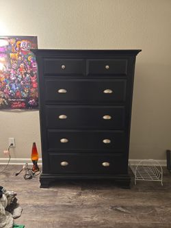 Black Tall Dresser with 5 Drawers