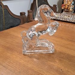 3 LB Art Glass Statue Of A Horse Rearing Up, SEE DESC