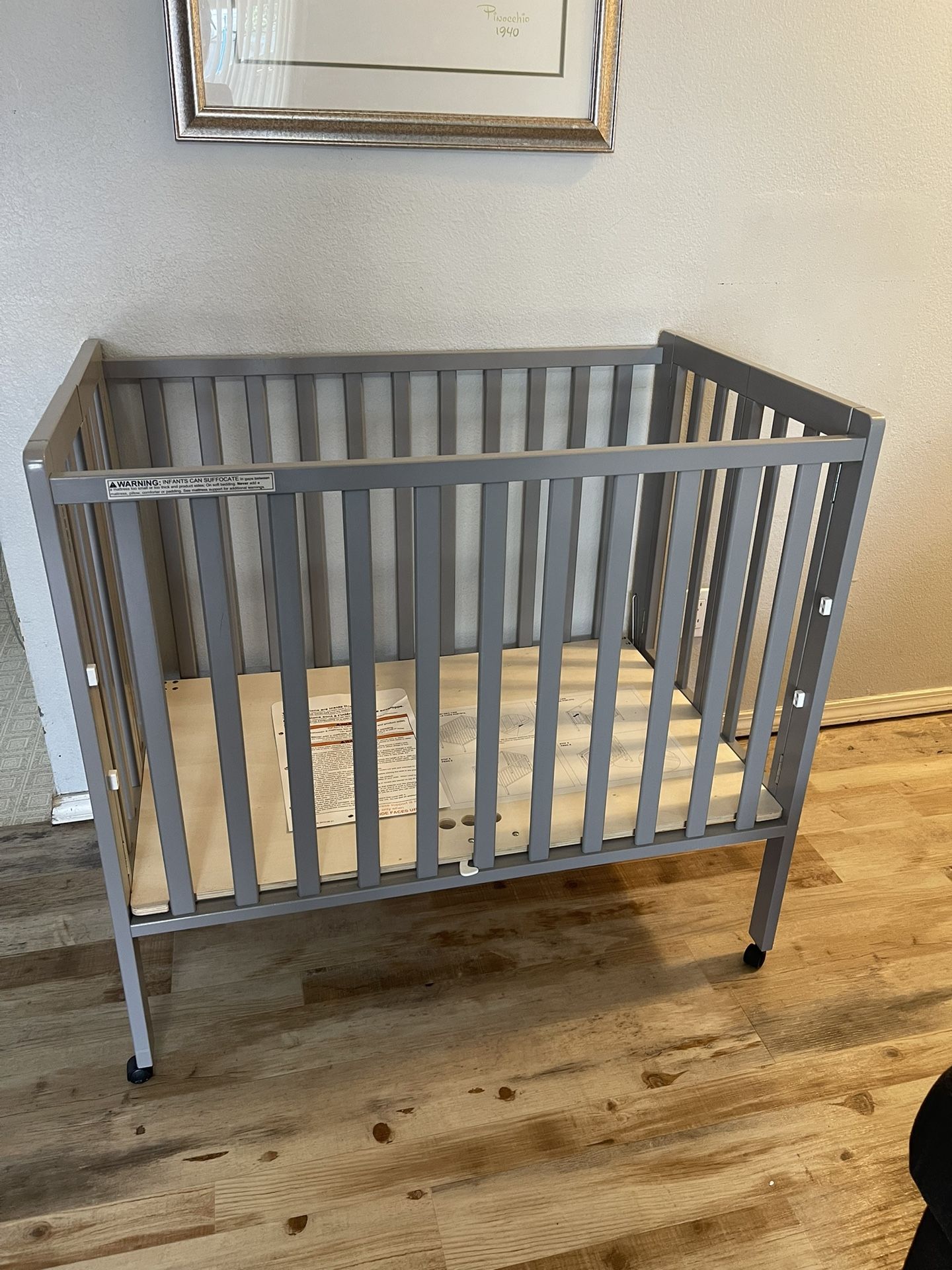 Baby Toddler Mini Crib Size with Mattress Pad