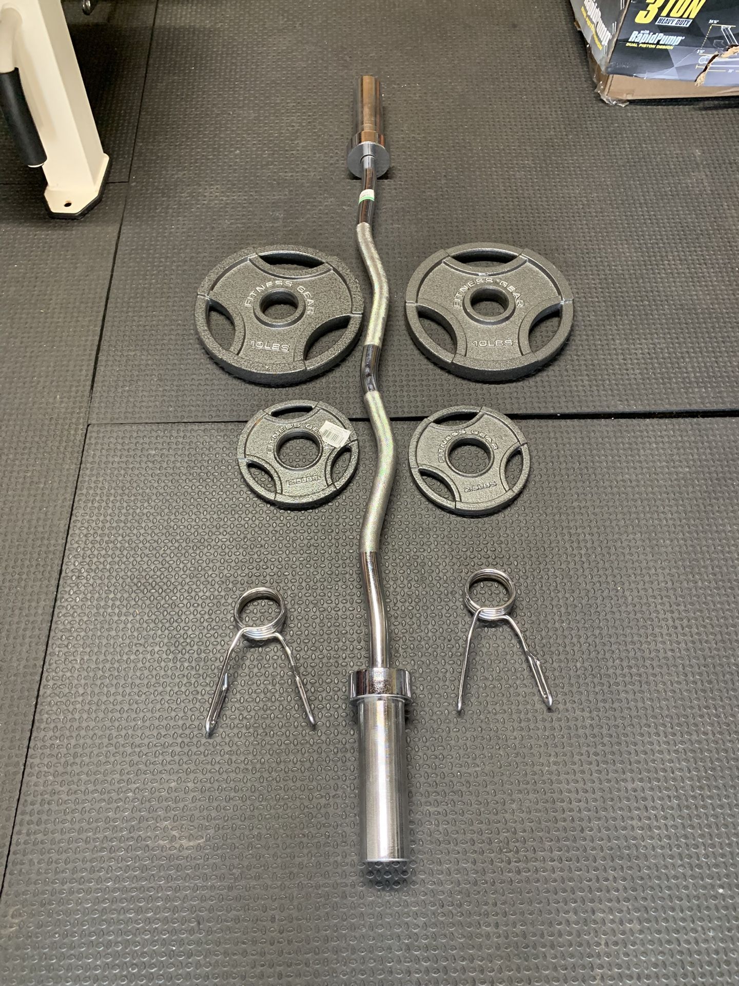 Curl Bar With Weights Set