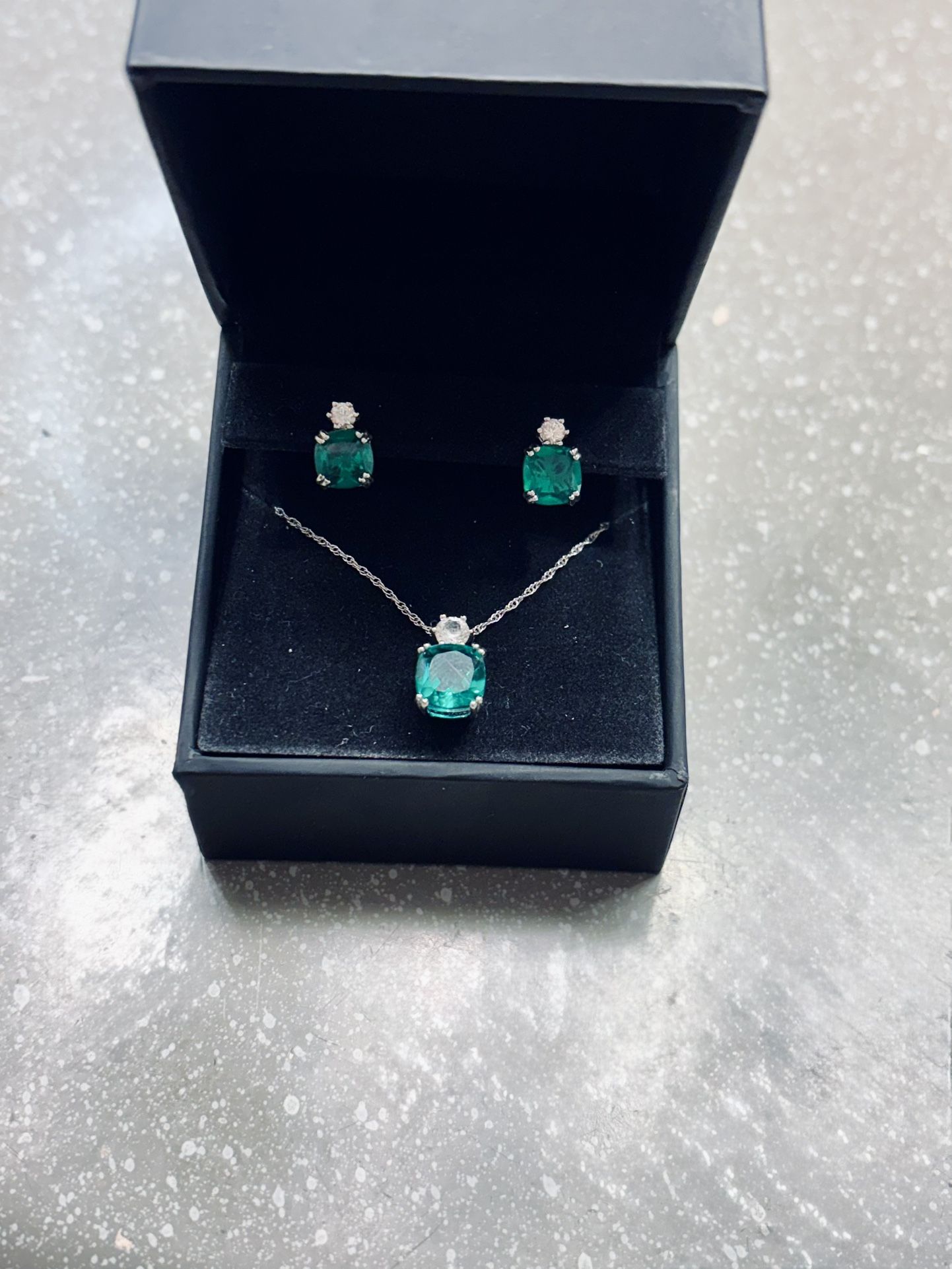 Sterling Silver Diamond Studs And Pendant