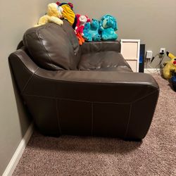 Grey Faux Leather Loveseat