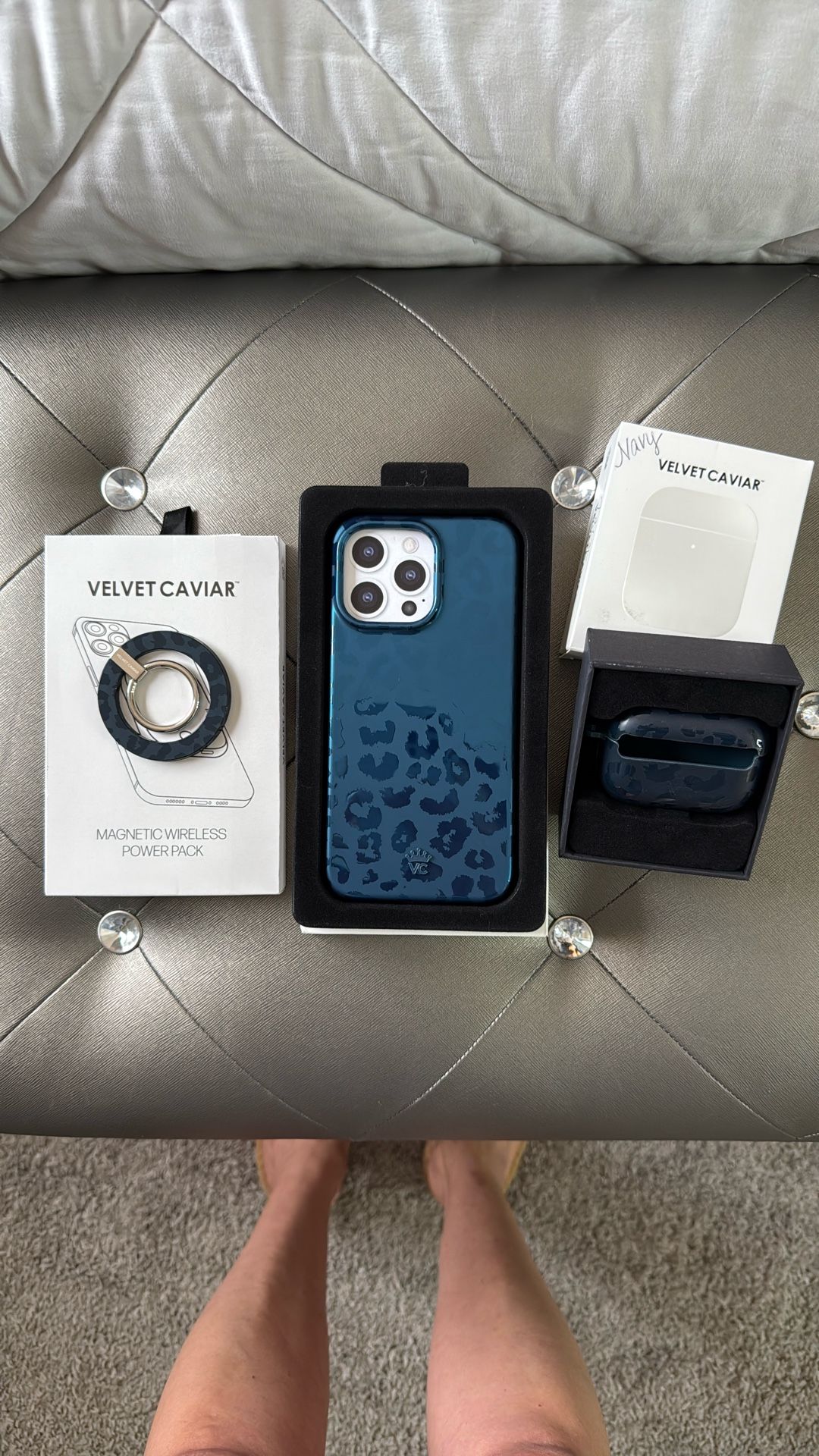 New IPhone 15 Pro Max Bundle ( Metallic Navy Leopard)