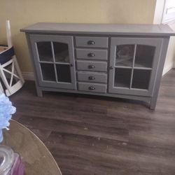 Beautiful Cabinet Gray Color. Real Wood Built Well.