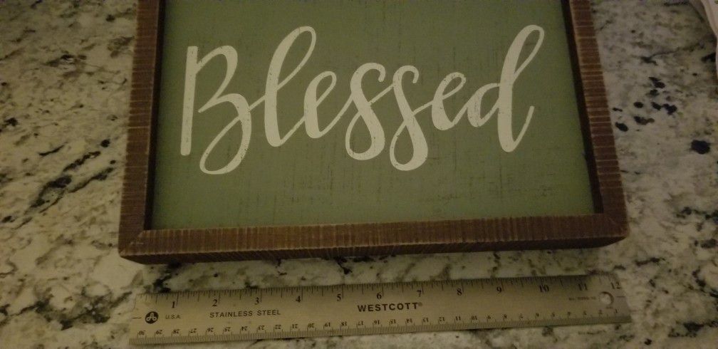 New- Insert Box Sign -"BLESSED"   Designed: Primative By Kathy