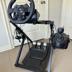 Logitech G923 Racing Wheel & Pedals + Shifter + Omega GT APEX Wheel Stand (PS4, PS5, PC)