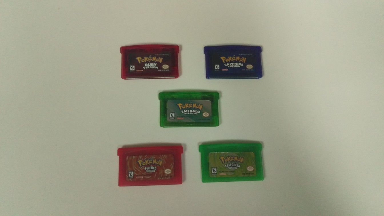 Pokemon Ruby, Sapphire, Emerald, Fire Red & Leaf Green Reproduction Carts