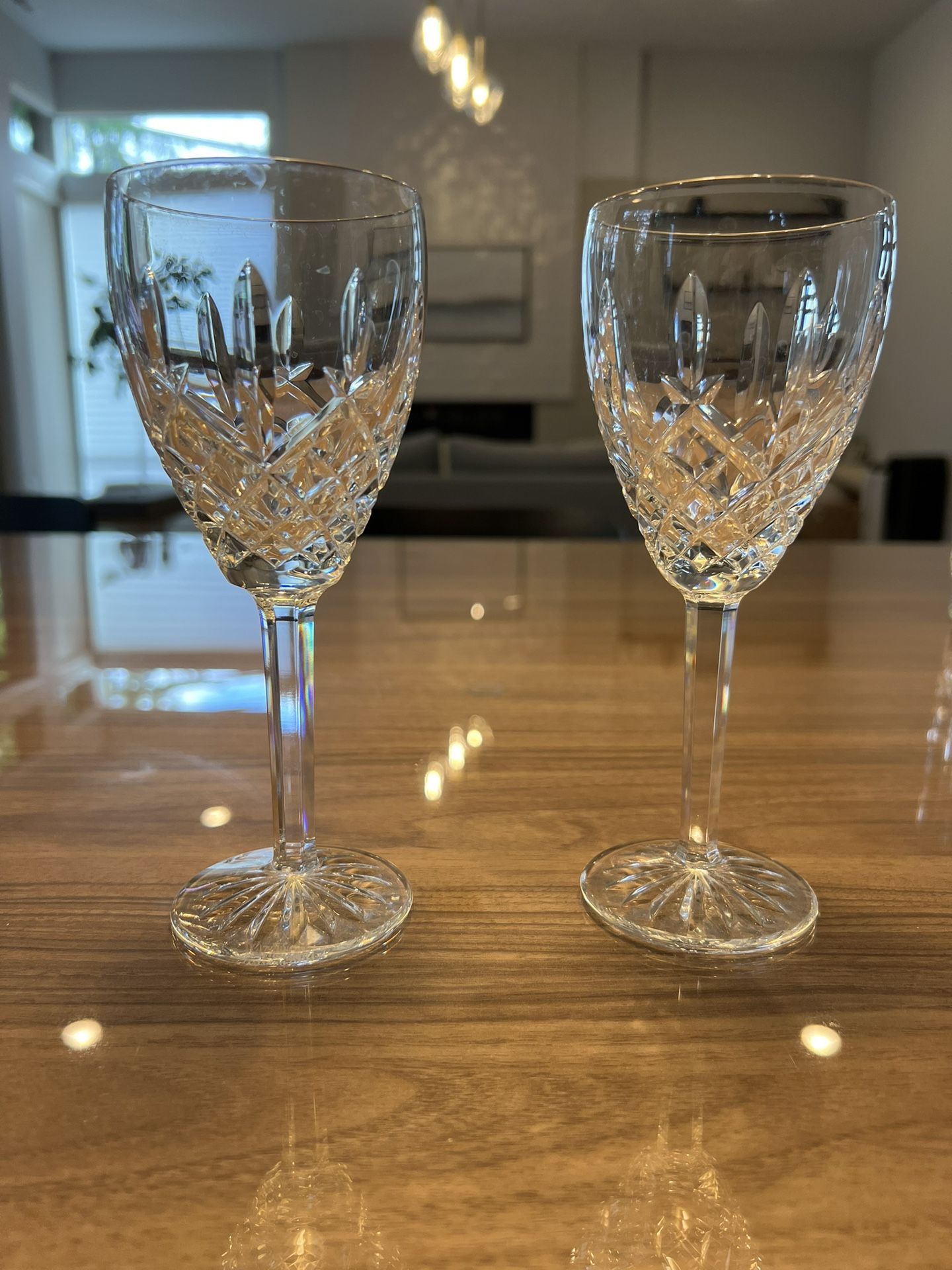Pair Araglin Water Goblets Waterford Crystal