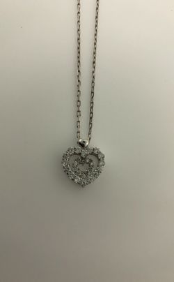 Sterling Silver and Zirconia double heart pendant