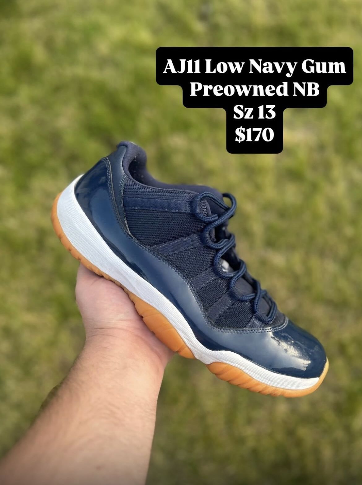Jordan 11 Low Navy Gum Like New Size 13