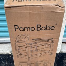 Pamo Babe Deluxe Nursery Center, Foldable Playard for Baby & Toddler, Bassinet, Mattress, Changing Table for Newborn(Black)  Pamo Babe Deluxe Nurery C