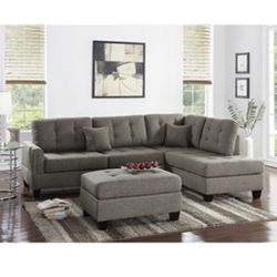 Gorgeous Three Piece Coffee Colored Sectional Set