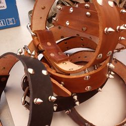 Dog Collar With  Spike  Leather M,L And XL